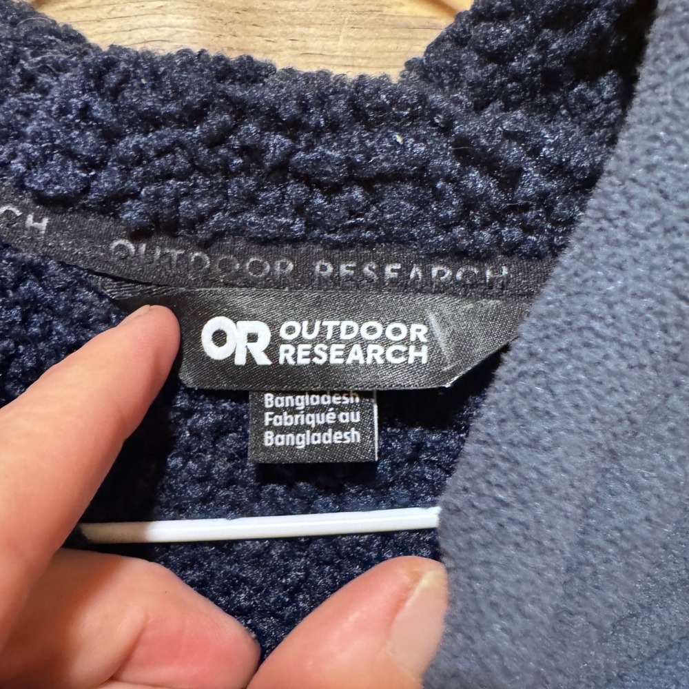 Outdoor‎ Research Juneau Fleece Hooded Jacket Navy Blue Sherpa Lined W Sz Small - Picture 2 of 10